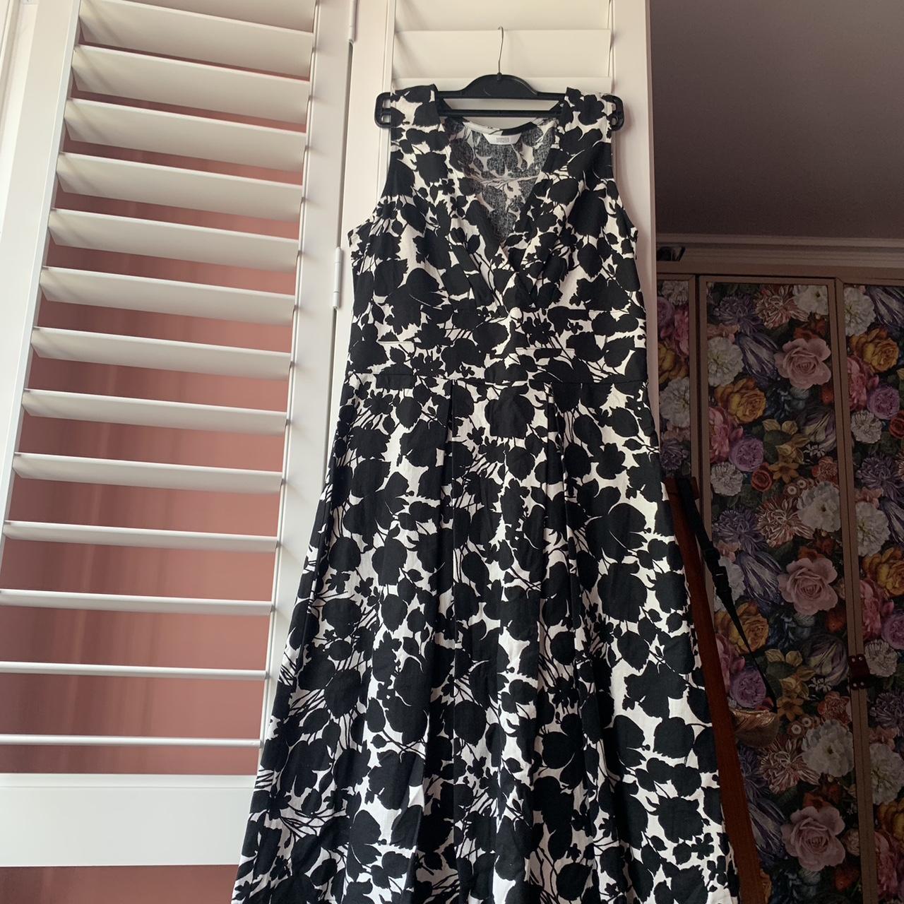 Marks and spencer black and best sale white dress