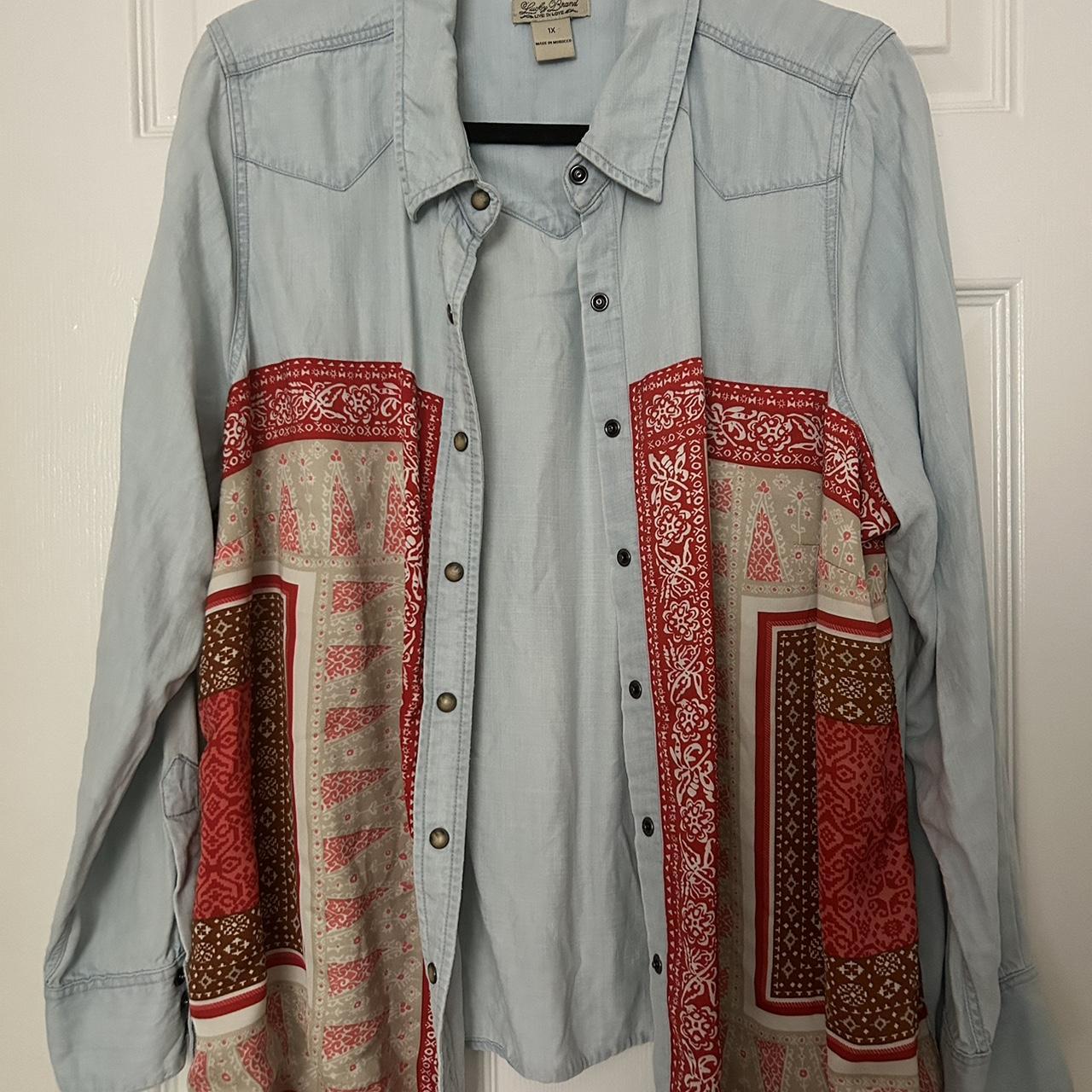 Lucky Brand Size Small Blue Chambray Long Sleeve - Depop