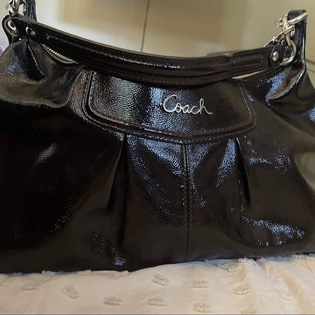 Coach burgundy patent hot sale leather bag