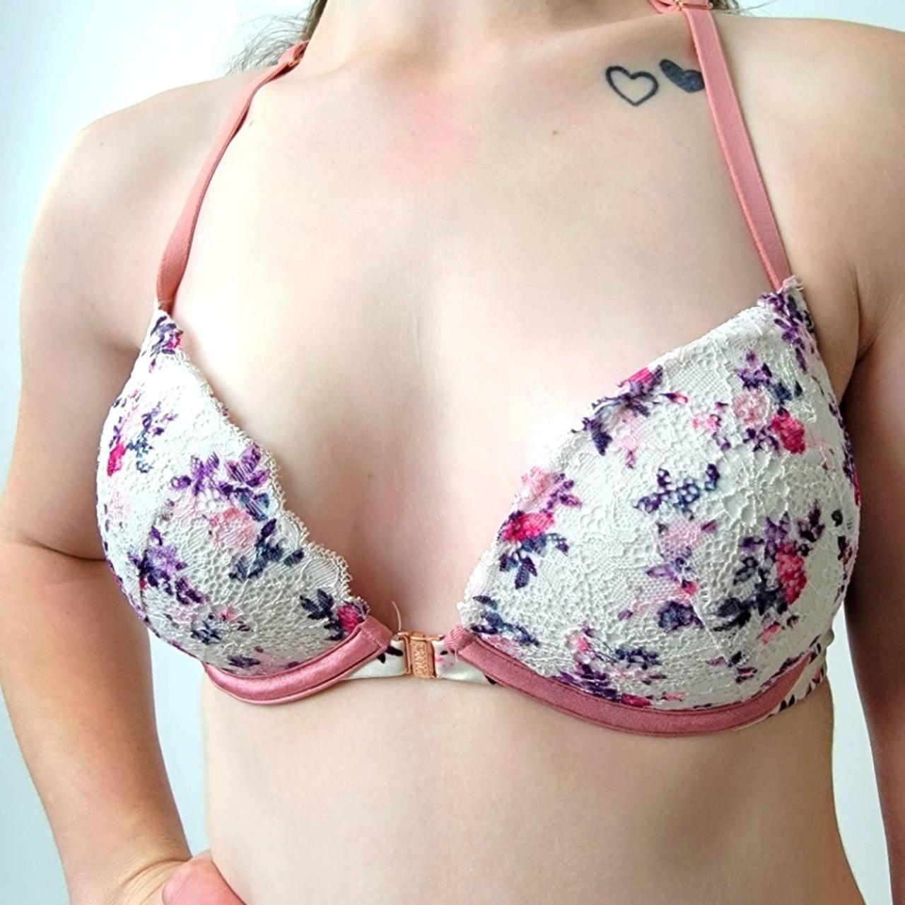 Victoria's Secret floral unlined plunge bra - Depop