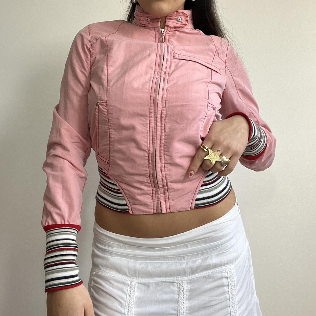 Y2K cropped bomber jacket vintage firetrap / pink | Depop
