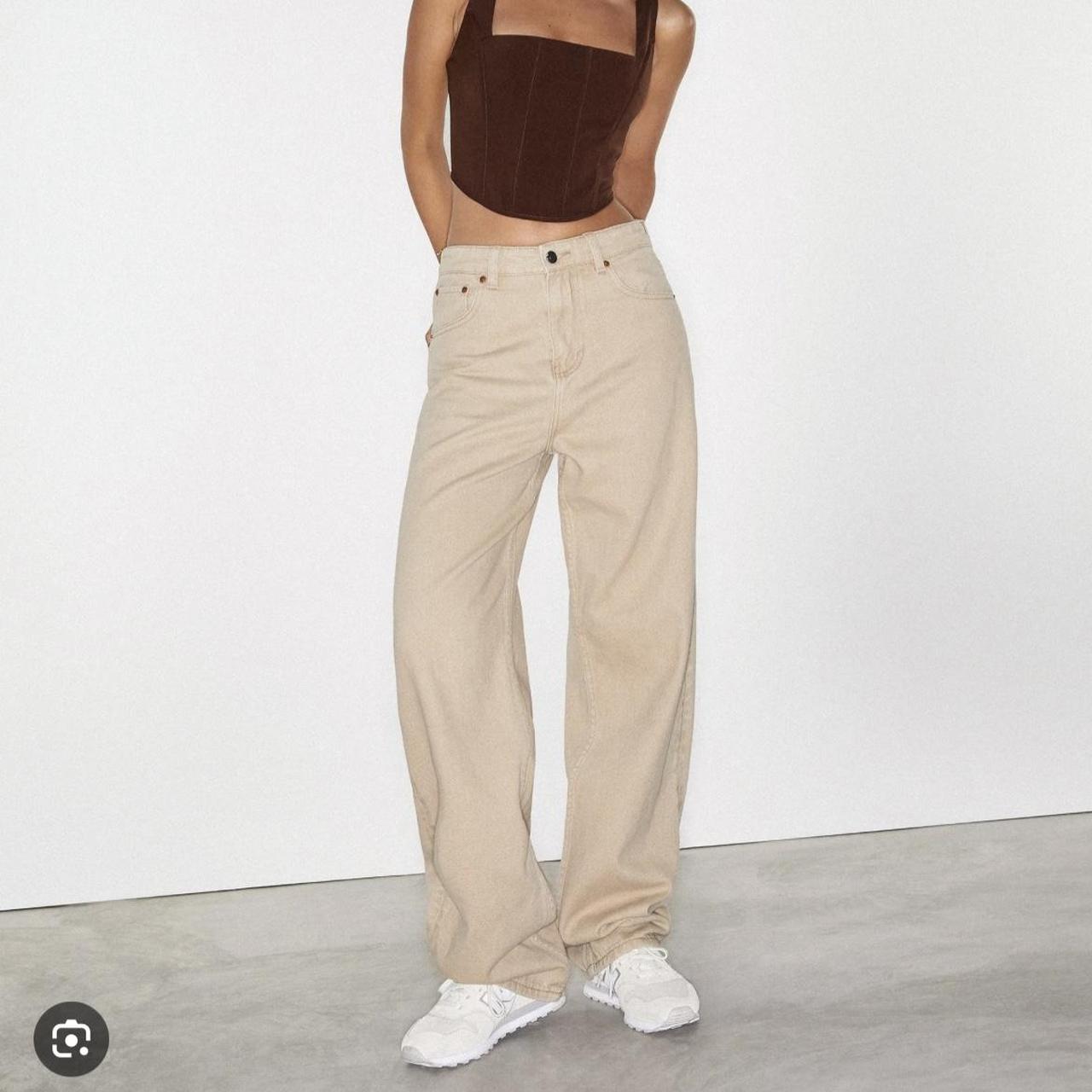 Motel parallel jeans in sand beige size extra small Depop