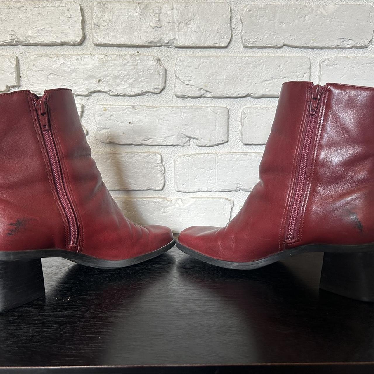 Naturalizer Red Boots Heeled Booties Leather Size... - Depop