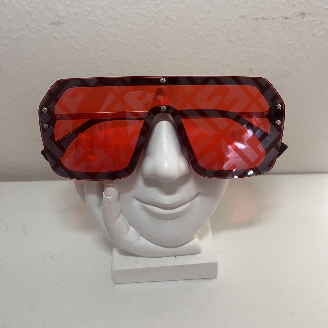 Red oversized y2k sunglasses red sunglasses... Depop