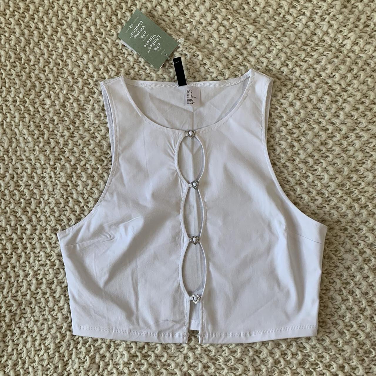 Cute white going out top from H&M Divide small... Depop
