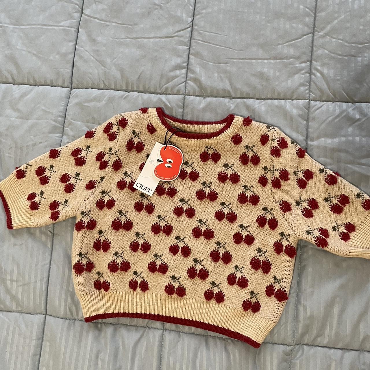 Cider cropped sweater with 3d cherries. Brand new... Depop