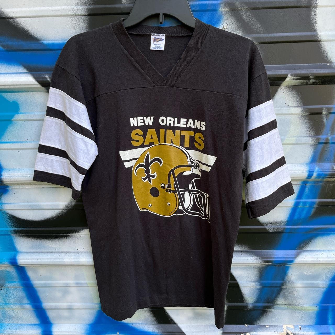 Vintage New Orleans Saints T Shirt Tee Trench Made USA Medium 