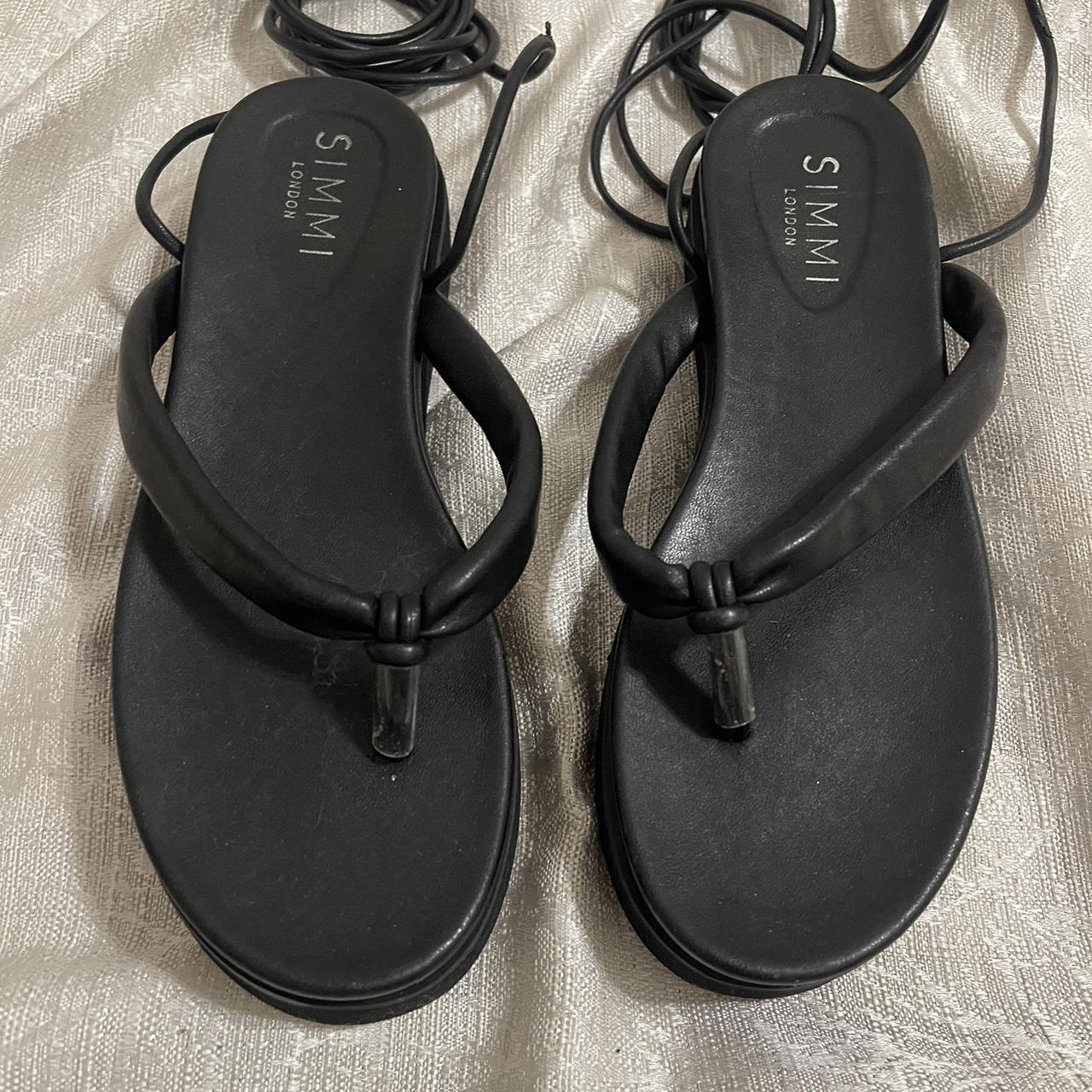 black tie up sandals - Depop