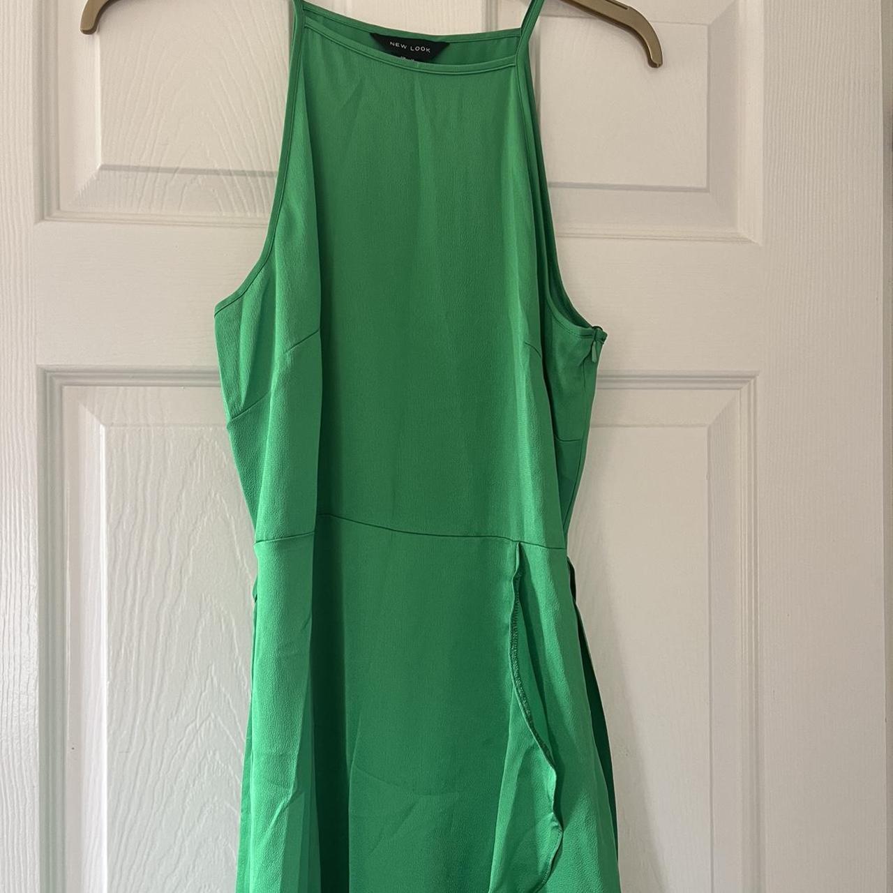 New look green midi dress Satin Size 12 Worn once... - Depop