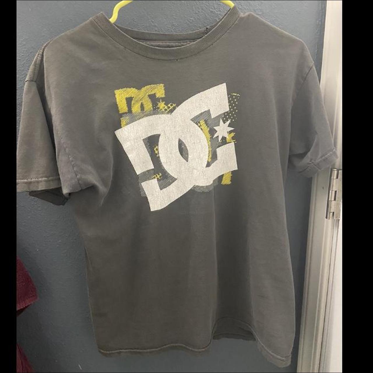 Y2K DC grey and yellow tee - Depop