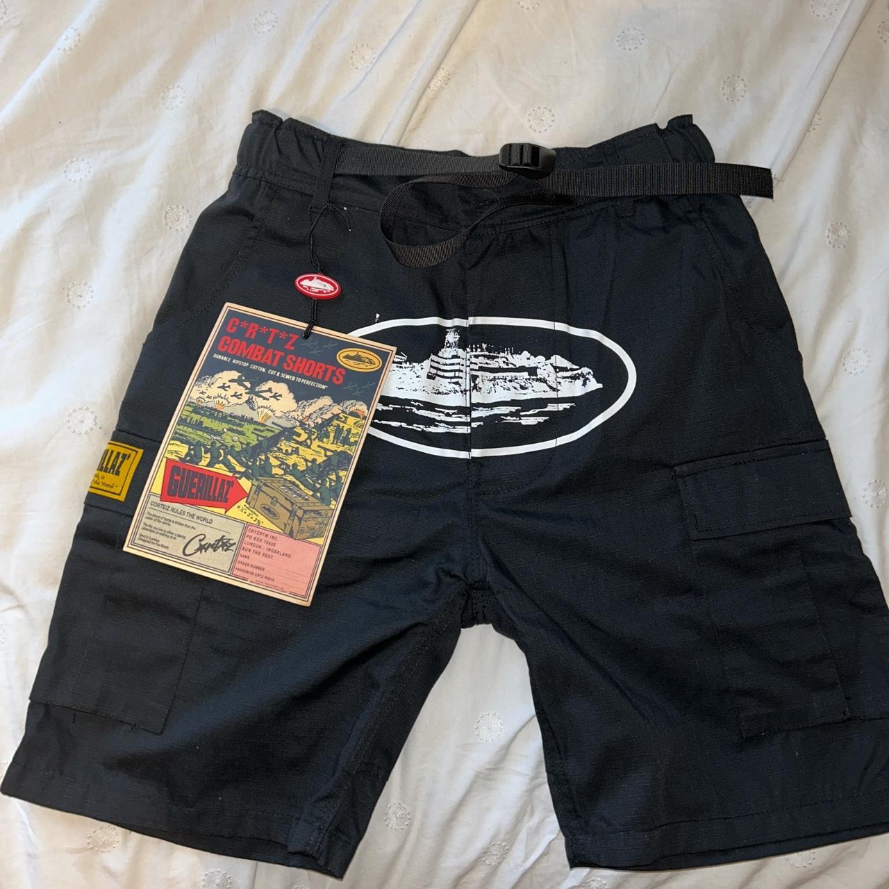 Black corteiz Guerillaz combat cargo shorts. Size... - Depop