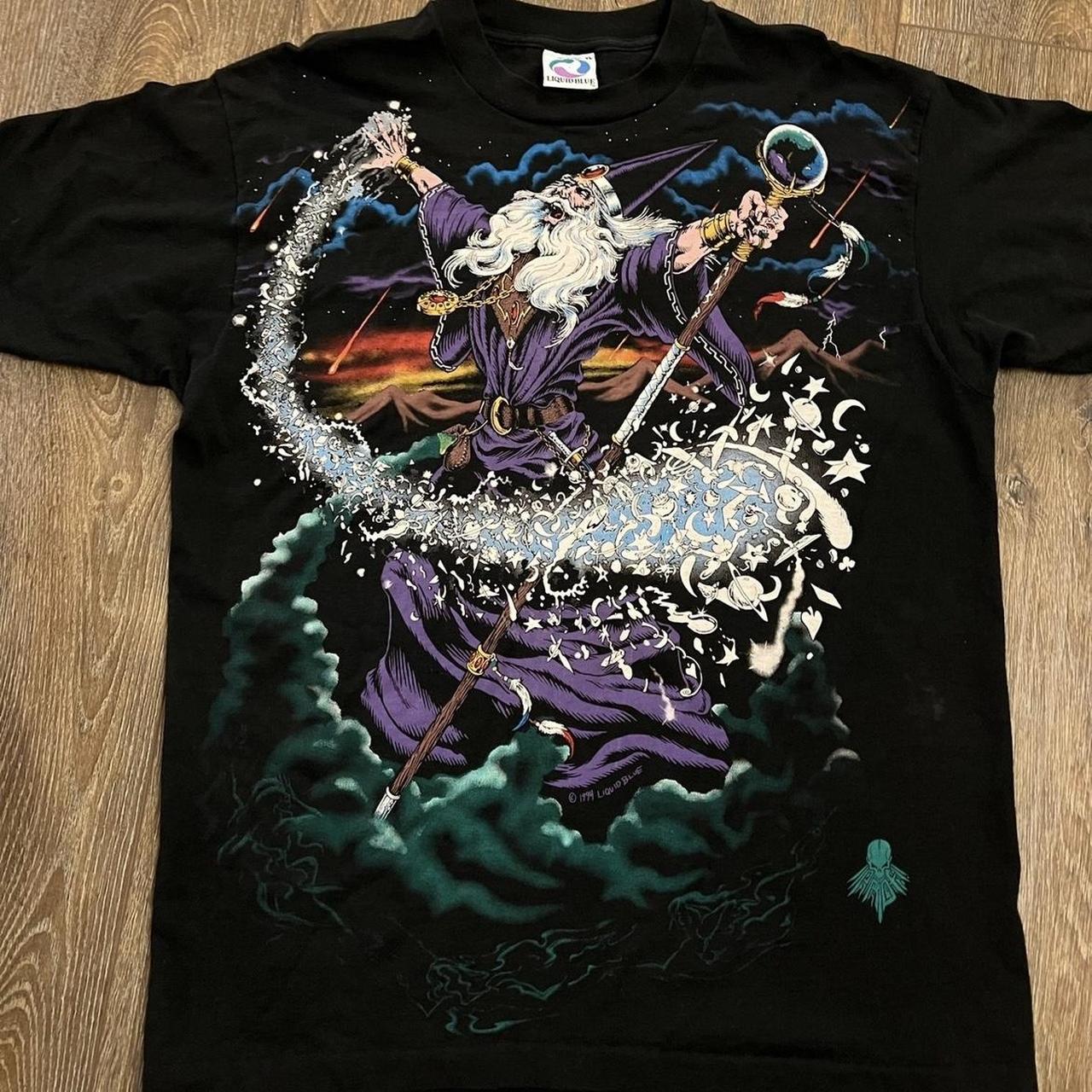 Liquid Blue Wizard Black T-Shirt