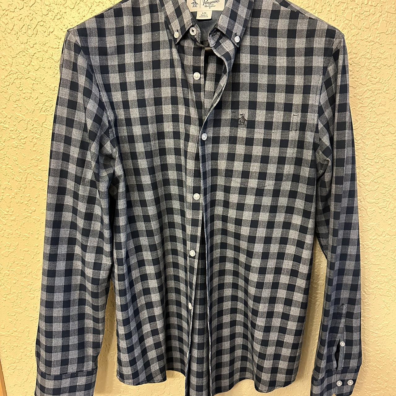Men’s penguin button down plaid shirt Depop