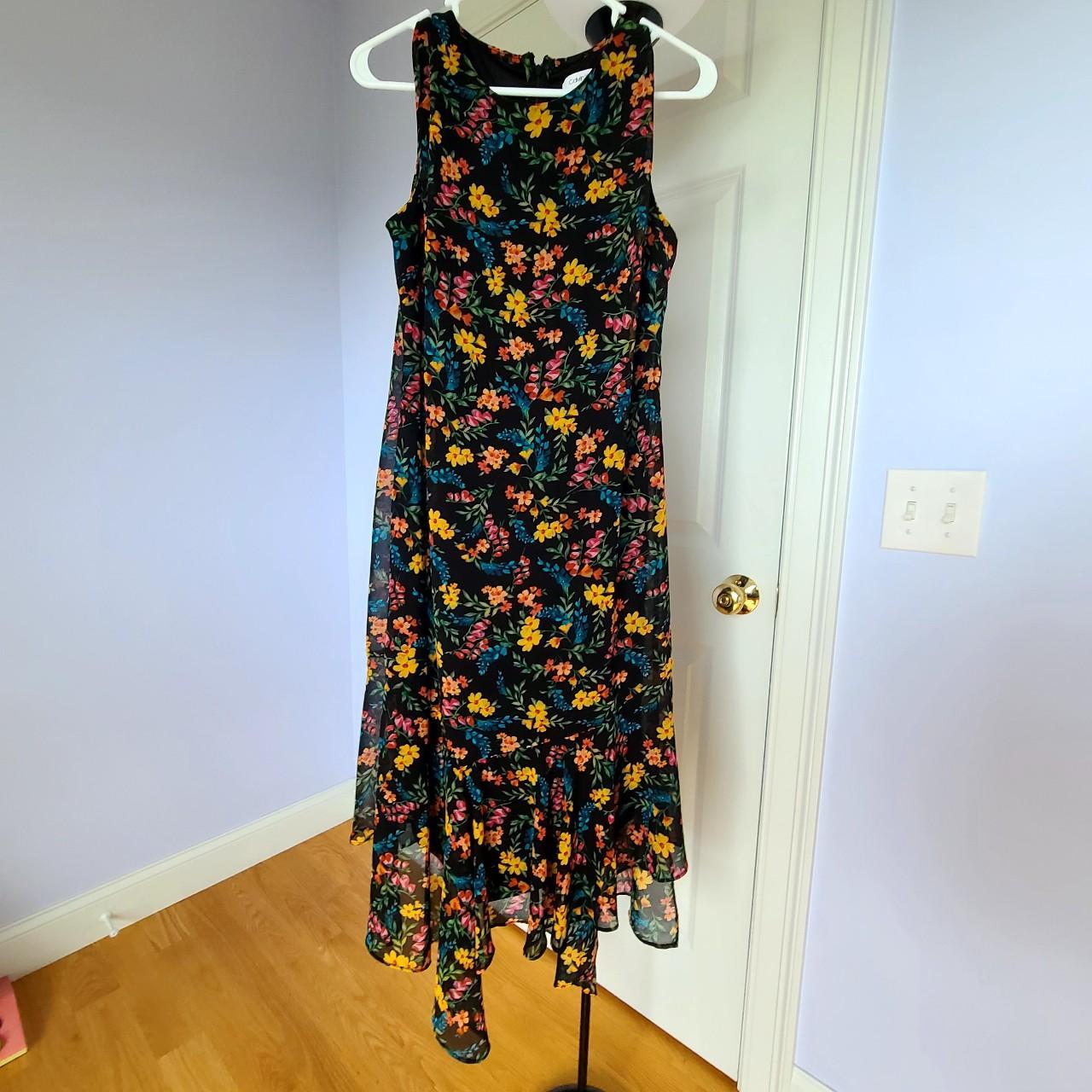 Calvin klein orange floral cheap dress