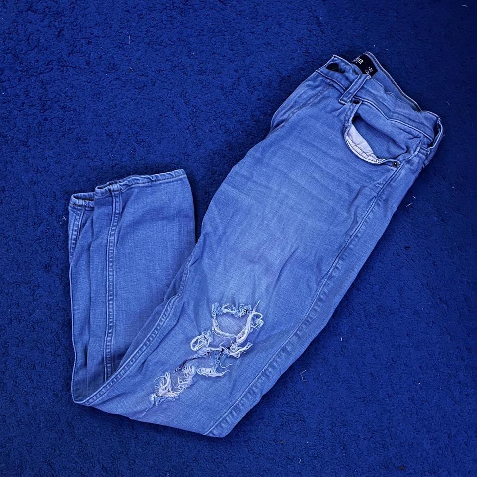 Hollister Jeans Mens 31x30 Blue Skinny Stretch Distressed Light