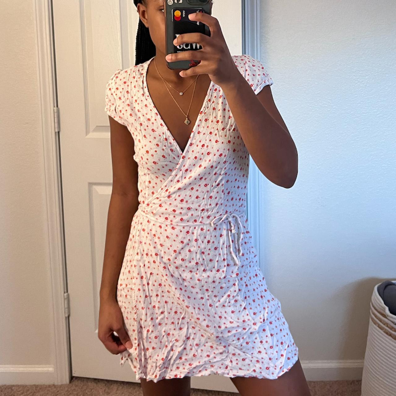 Brandy Melville wrap dress with these beautiful red... Depop