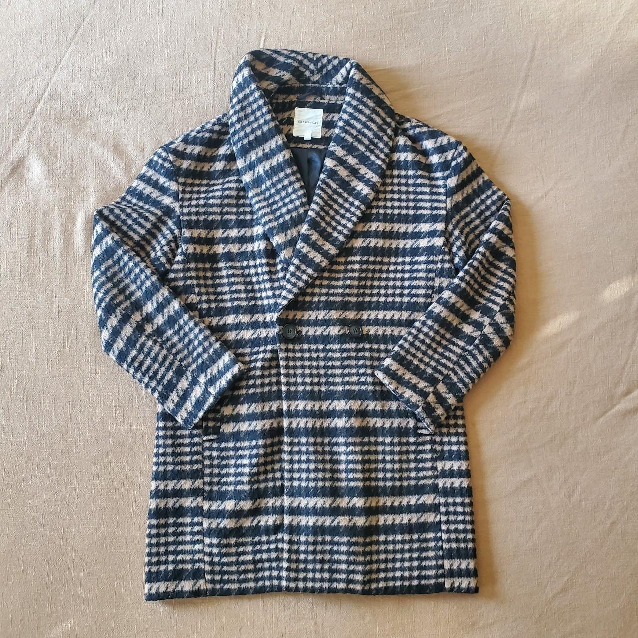 AVEC LES FILLES HOUNDSTOOTH PLAID OVERSIZED PEACOAT SIZE buy MEDIUM