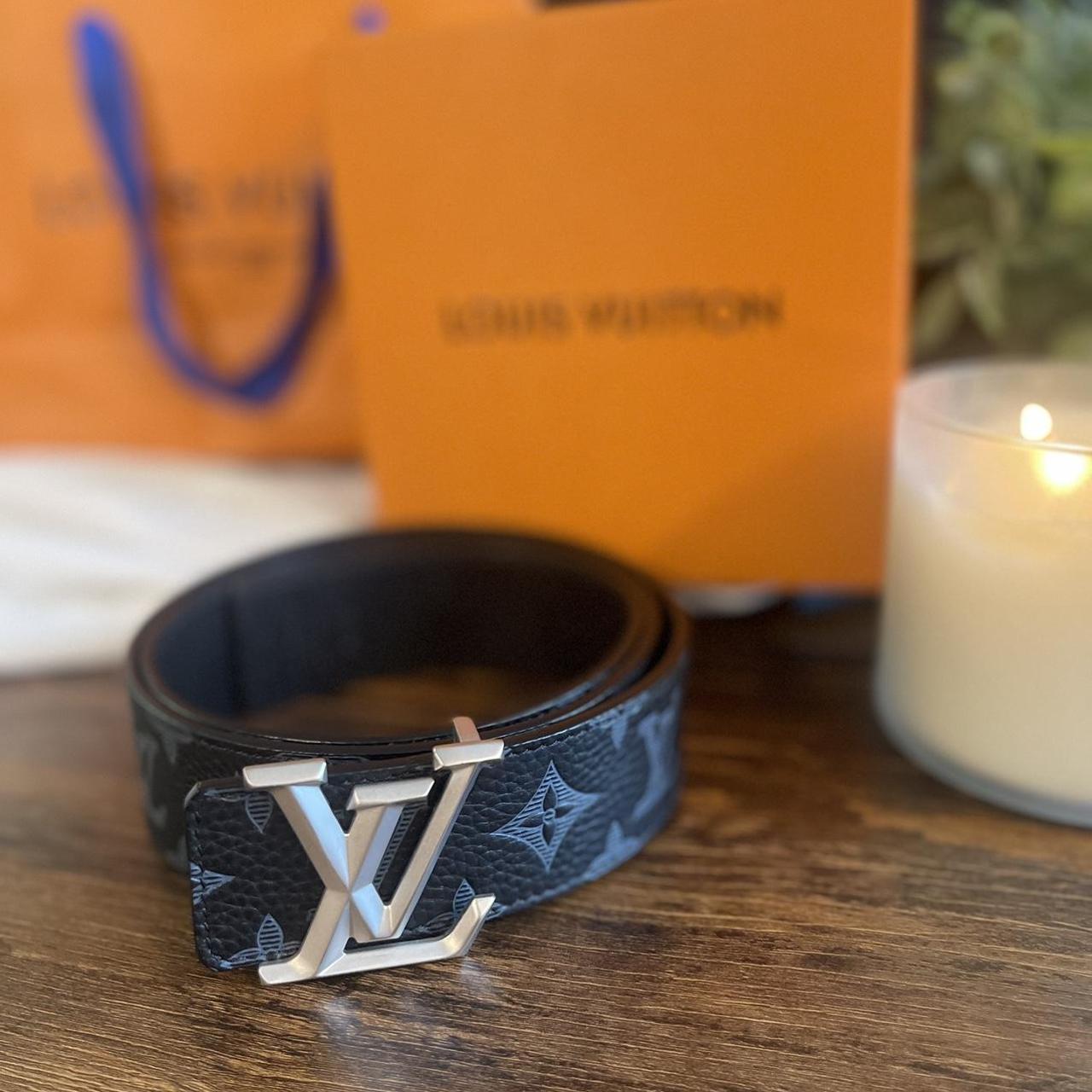 LOUIS VUITTON Damier Graphite 40mm LV Initiales Belt 105 42