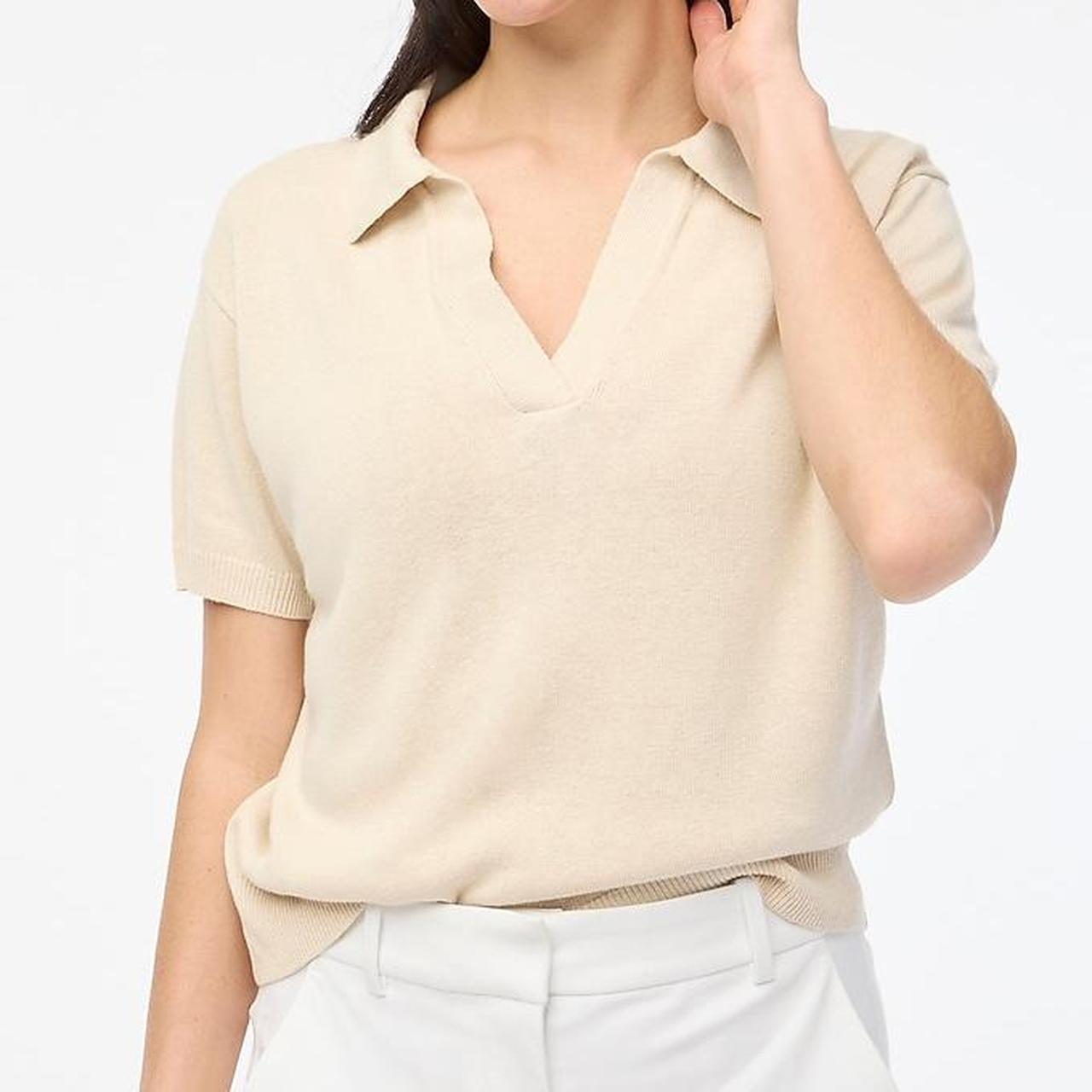 ASOS V-Neck Collared Knit Cotton Blouse Size Depop