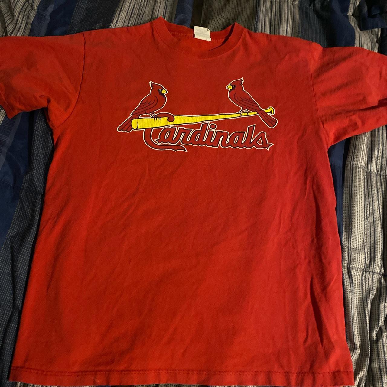 red vintage cardinals shirt size large washed coloring - Depop