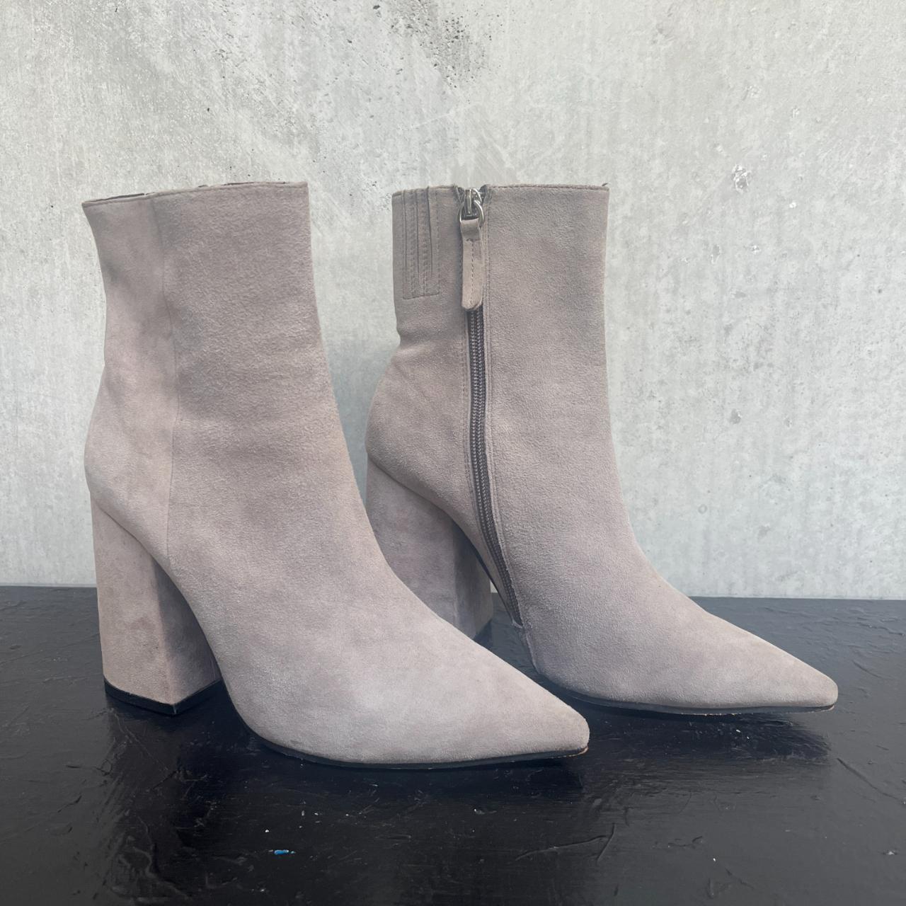 Alias Mae Grey Boots with block heel making them... - Depop