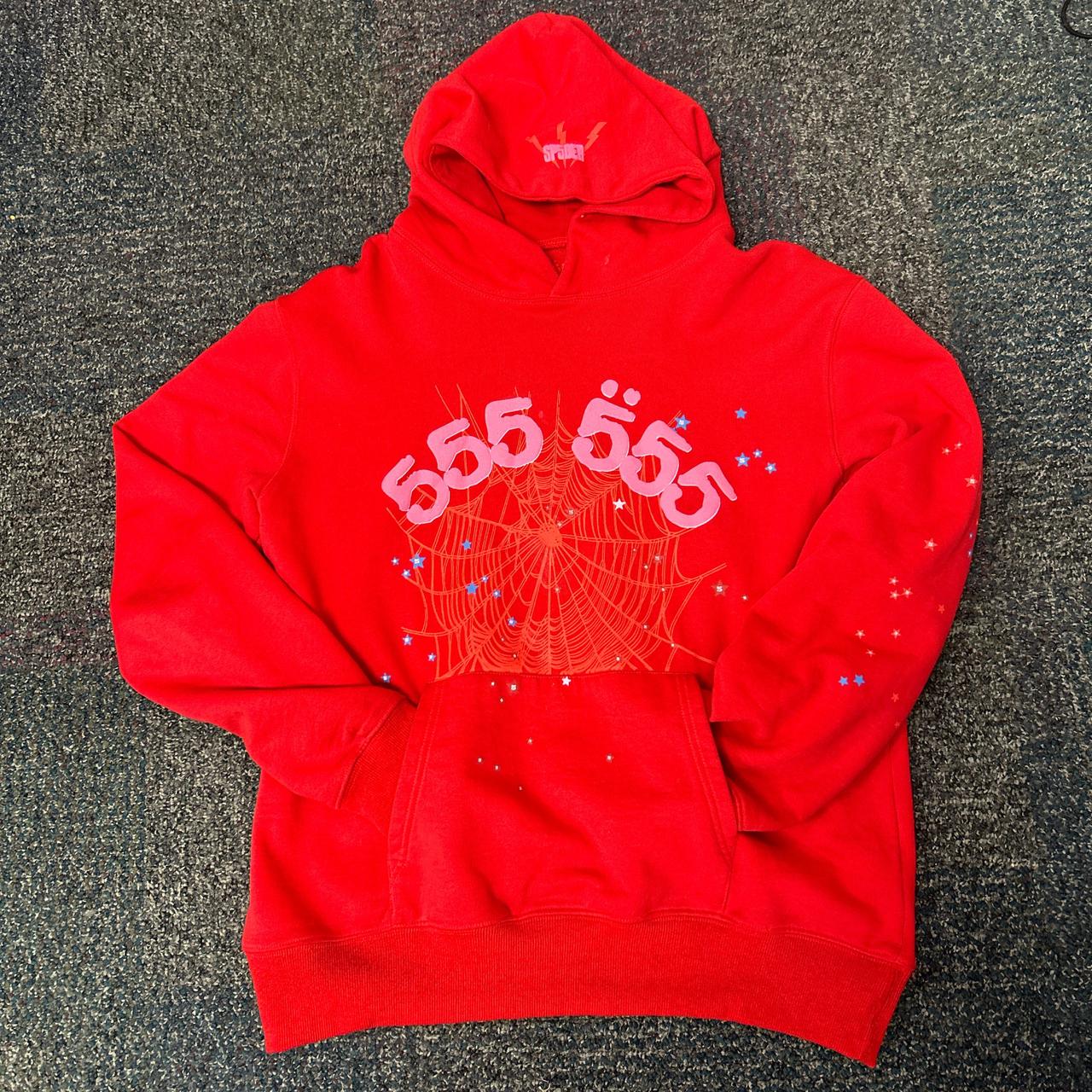 Sp4der Hoodie Red Size L Worn only a handful of... - Depop