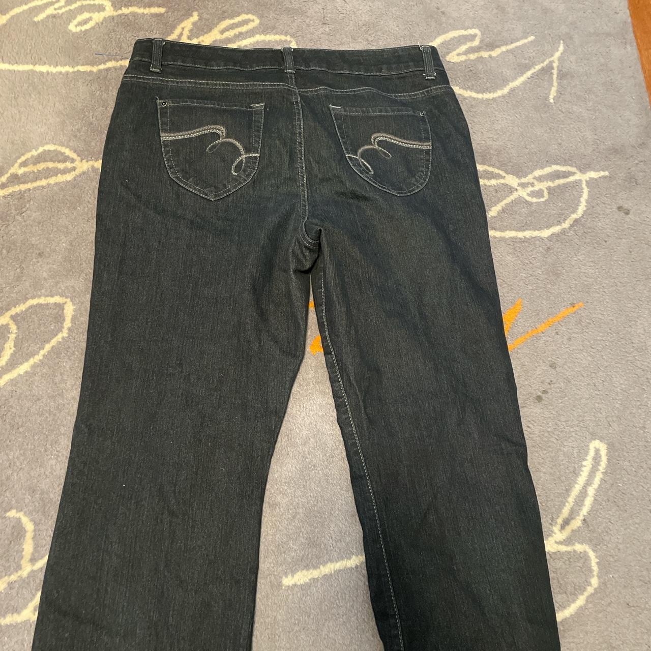 Black baggy jeans straight legs embroidered back... - Depop