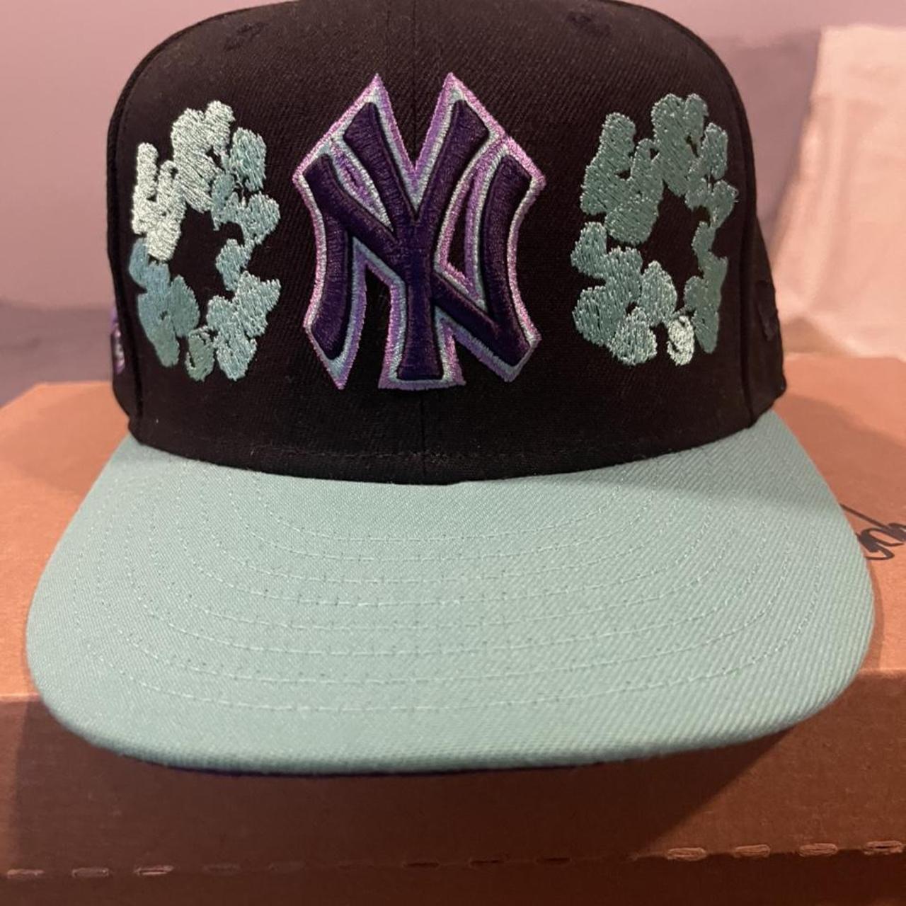 NY Yankees Custom Denim Tears Fitted Hat Size 7 | Depop
