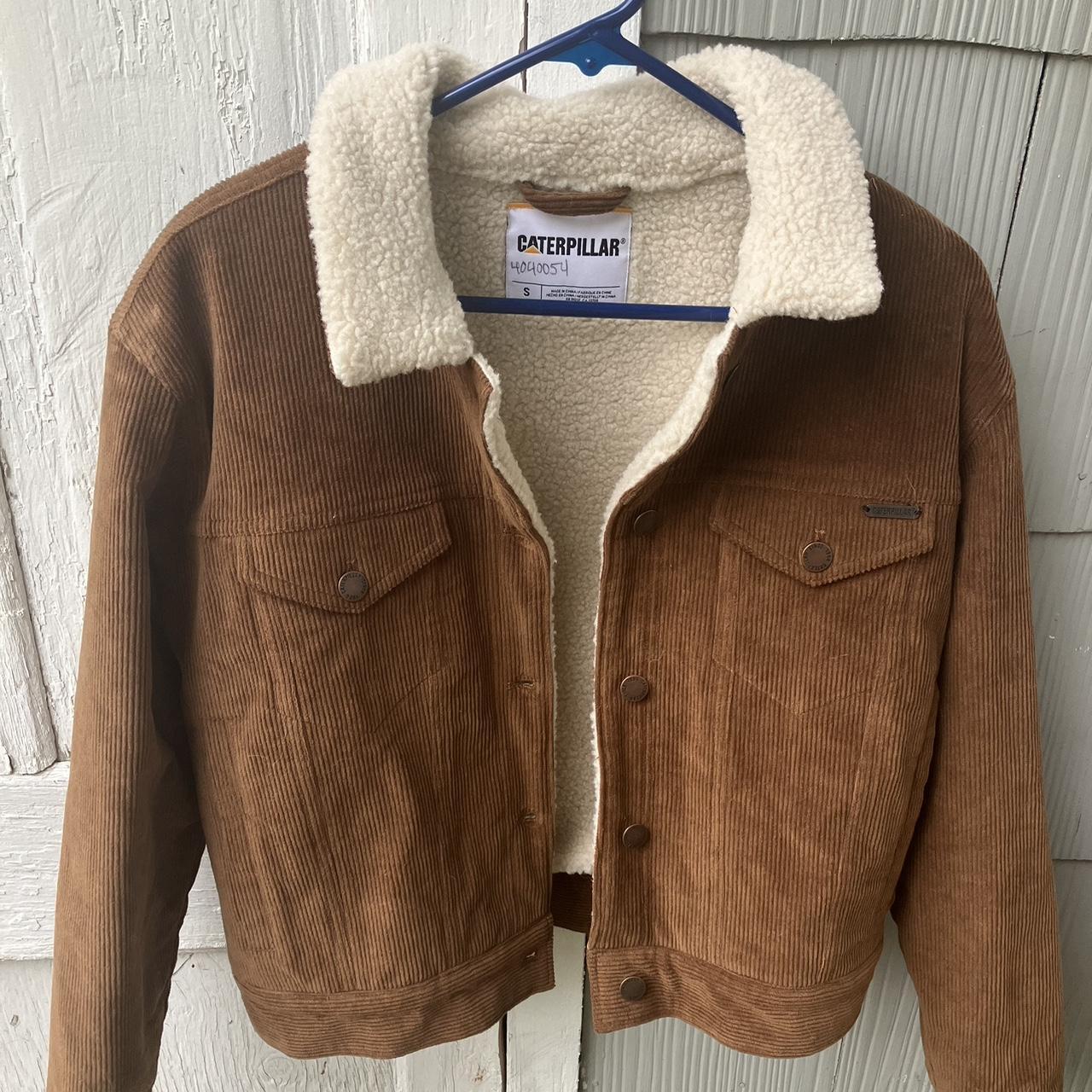 caterpillar brand corduroy sherpa jacket with cute... Depop