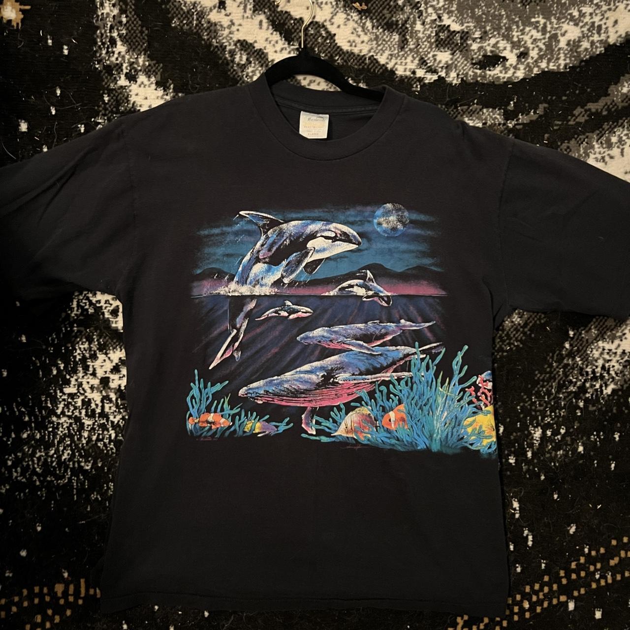Orca, puff print Hazelwoods heavyweight T-shirt - Depop