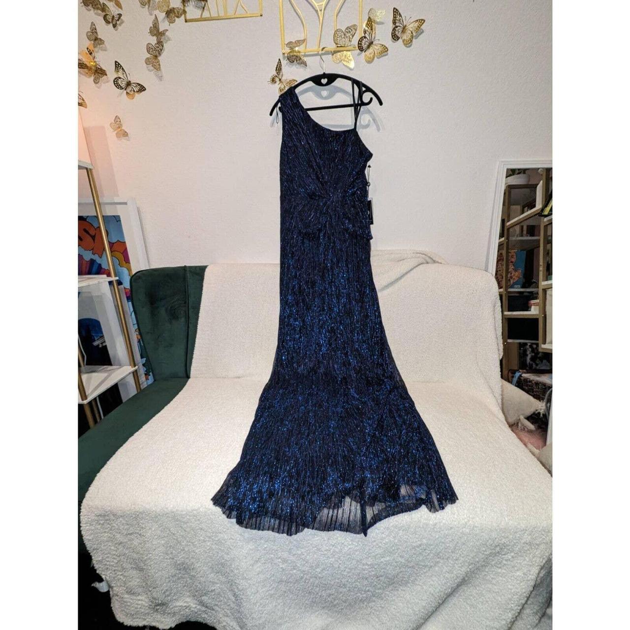 Adrianna Papell Womens Stardust Gown Dress Blue Depop