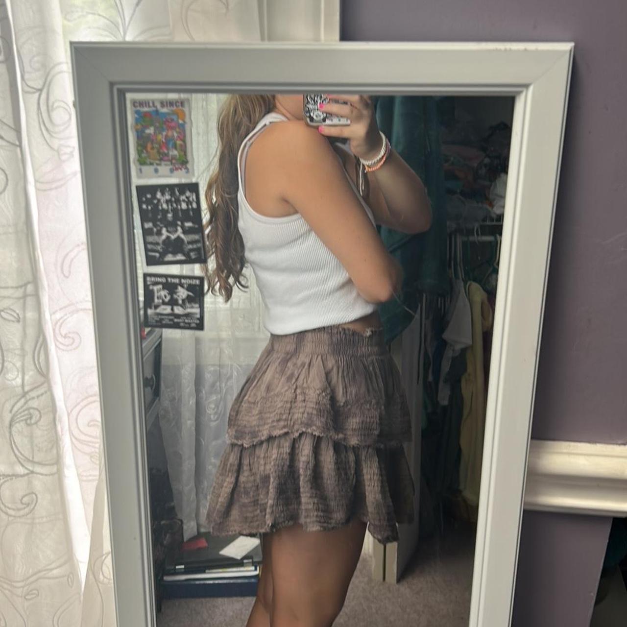 Brown tye dye ruffled Aerie skirt, never worn