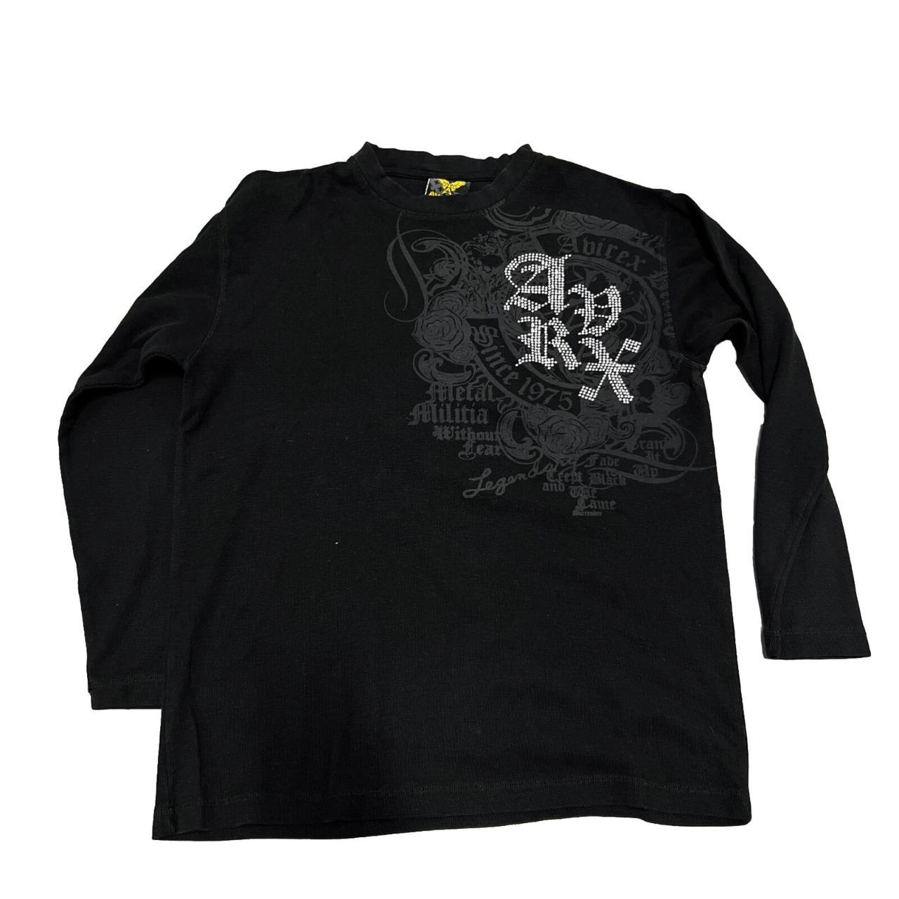 Avirex Black Waffle Thermal Y2K Affliction Style...