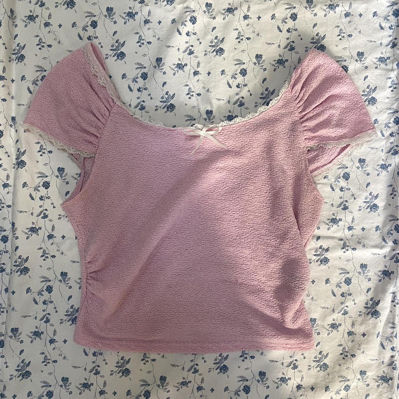 Pinky-Purple Lacy Croquette Top Size L- could fit... - Depop