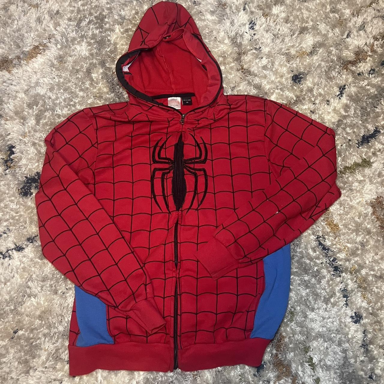 Full zipup double sided Spider-Man sweater. Size L... - Depop