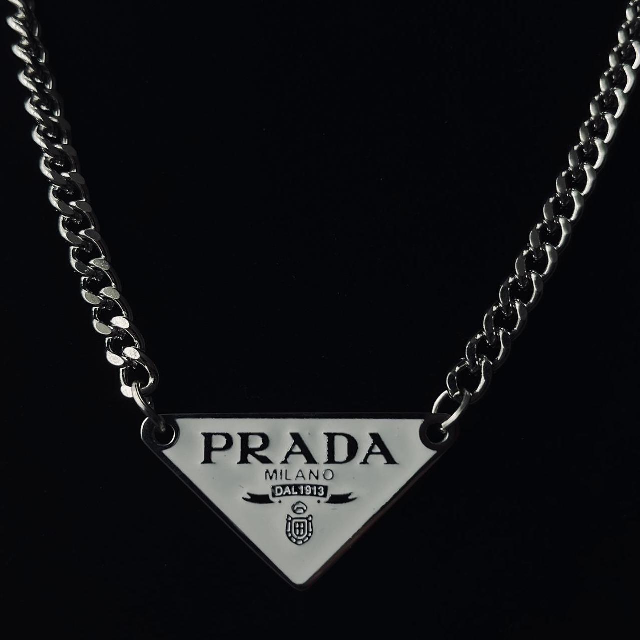 Prada Triangle Logo Repurposed Necklace | eBay