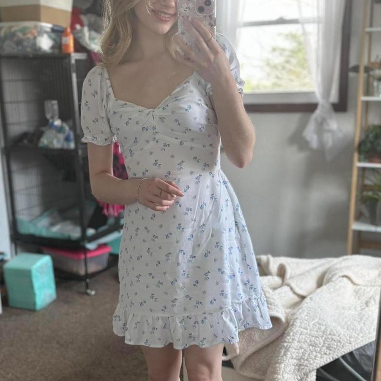 Hollister blue floral print mini dress with