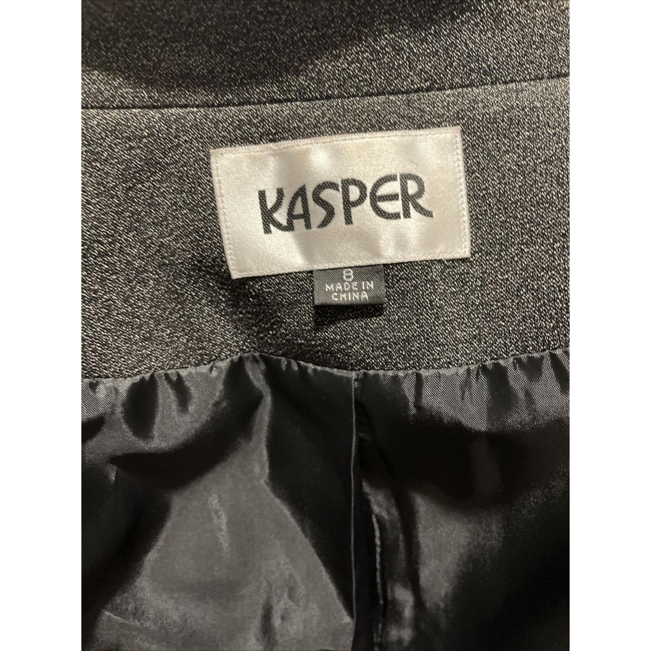 Kasper Blazer Suit Jacket Women Sz 8 Grey Notch - Depop