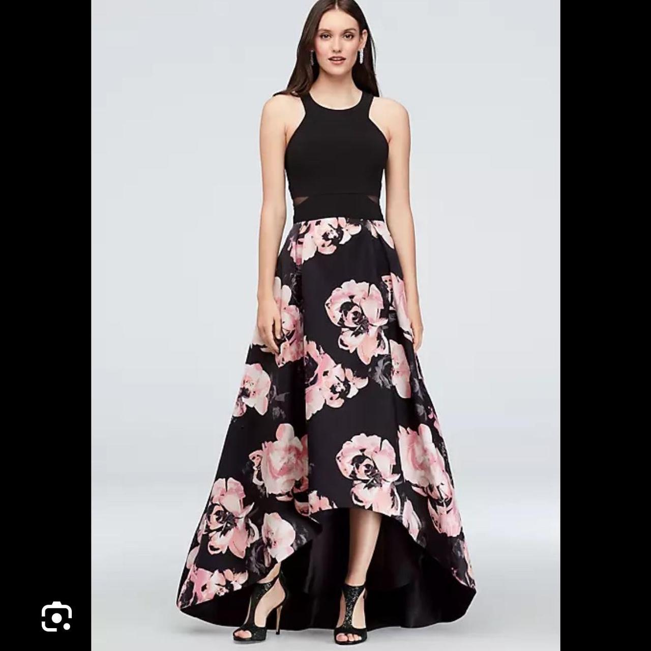 Xscape Jersey and Floral High Low Ball Gown Size Depop