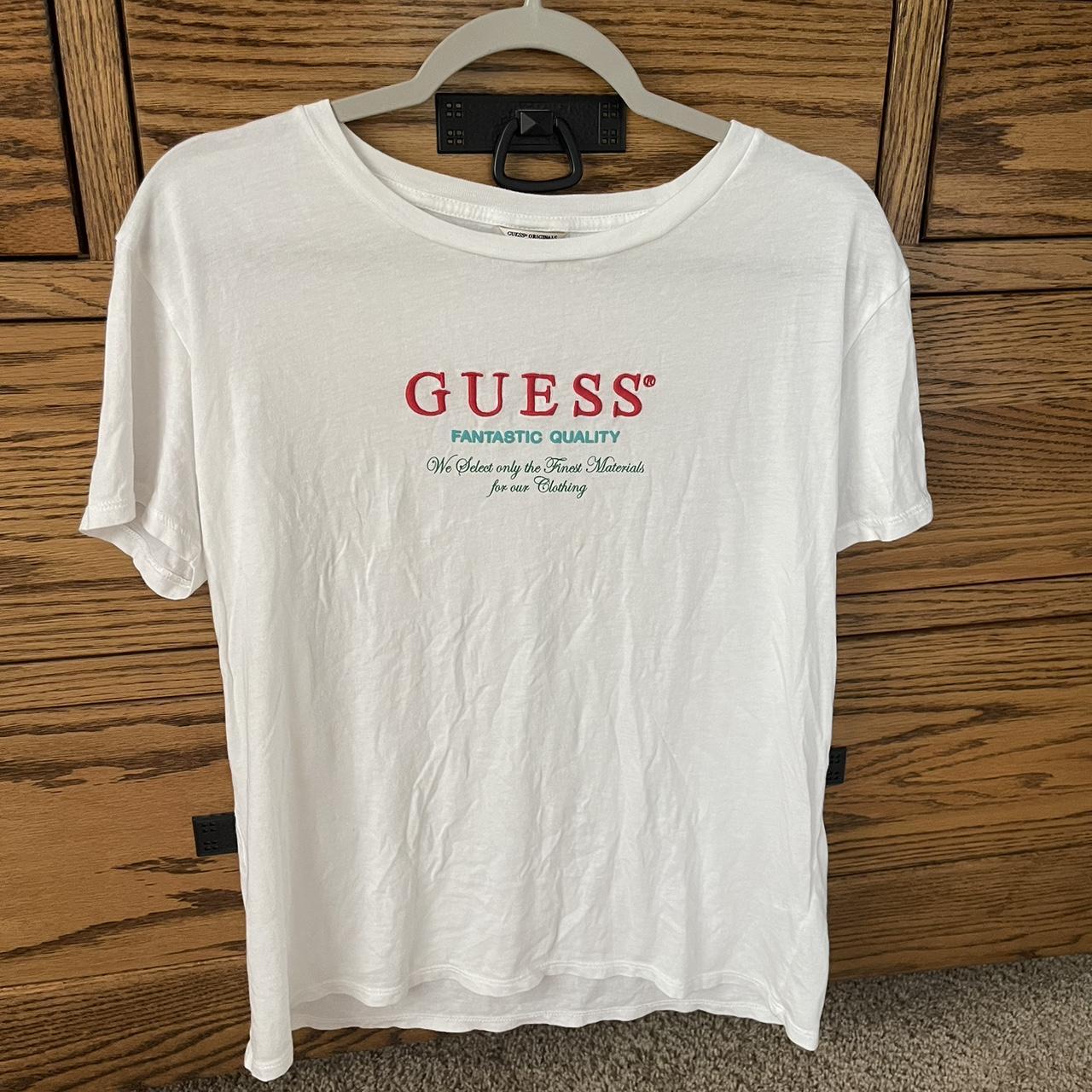Clothing White And Red Guess Shirt T-shirt Guess BSC CLSC Tri Logo T-Shirts  Polo, image size:1280x1280