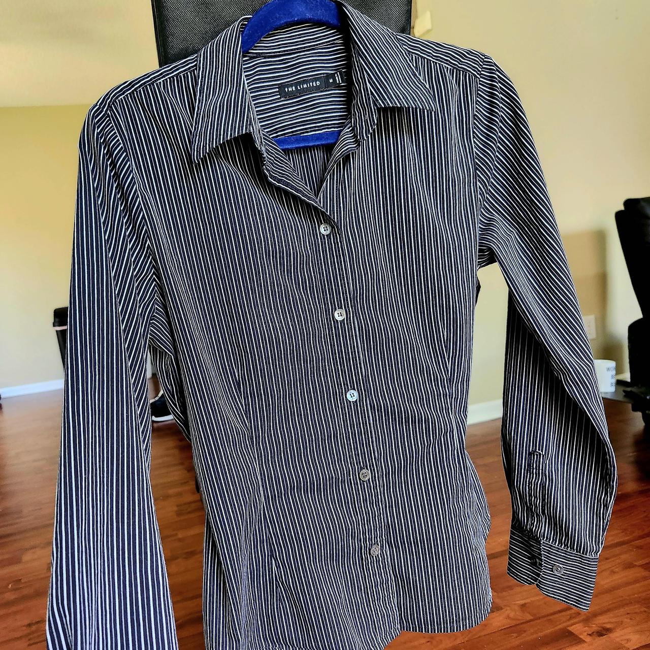 Women's striped button down shirt Business casual... - Depop