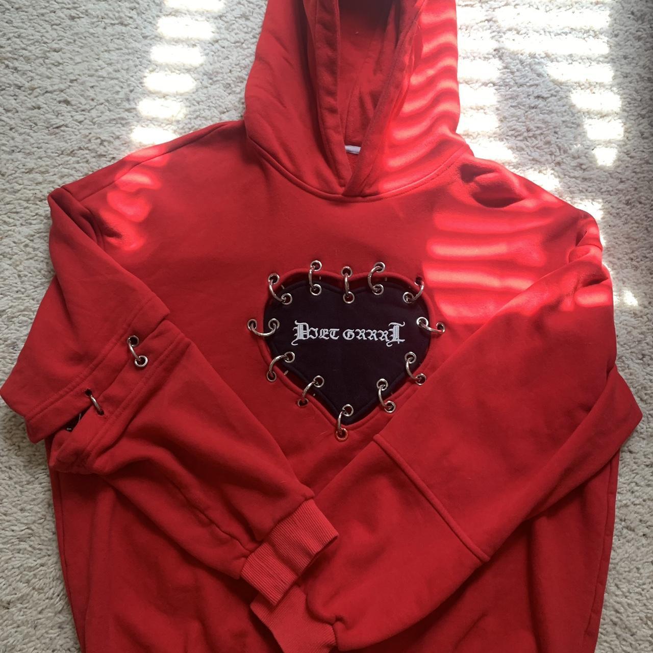 the coolest hoodie ever!!! bright red hoodie with a... Depop