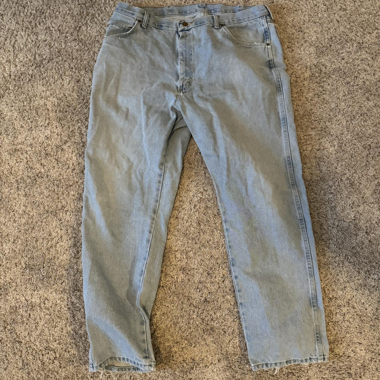 light blue wrangler jeans amazing condition... - Depop
