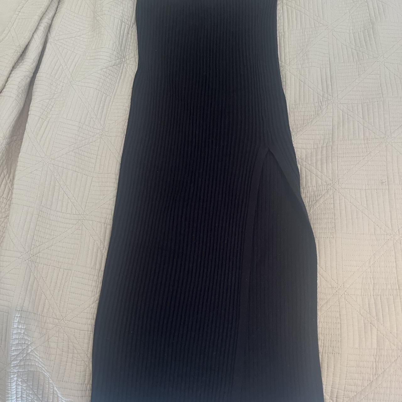 Rumor black knit maxi skirt with slit size... - Depop