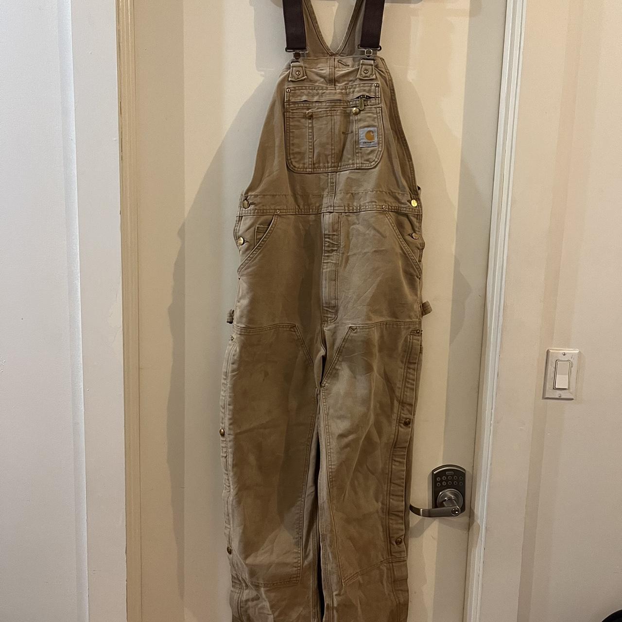 Carhartt overalls in a 34x36 Button closure on the... - Depop