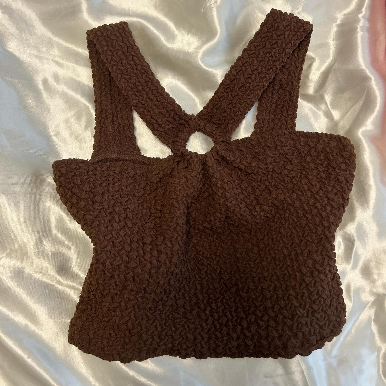 Mango Women's Crop top - Brown/Burgundy - 0 – Brown mango top from Spain! Crop top