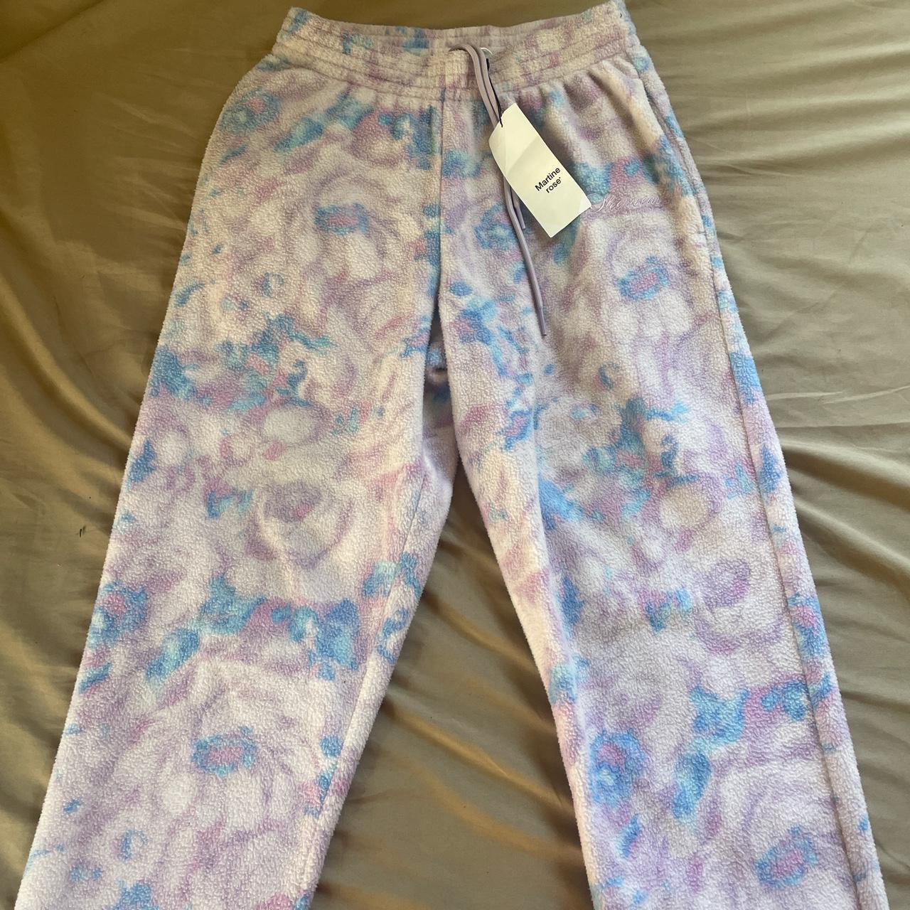 Martine Rose - Lilac Floral Fleece Sweatpants. Never... - Depop