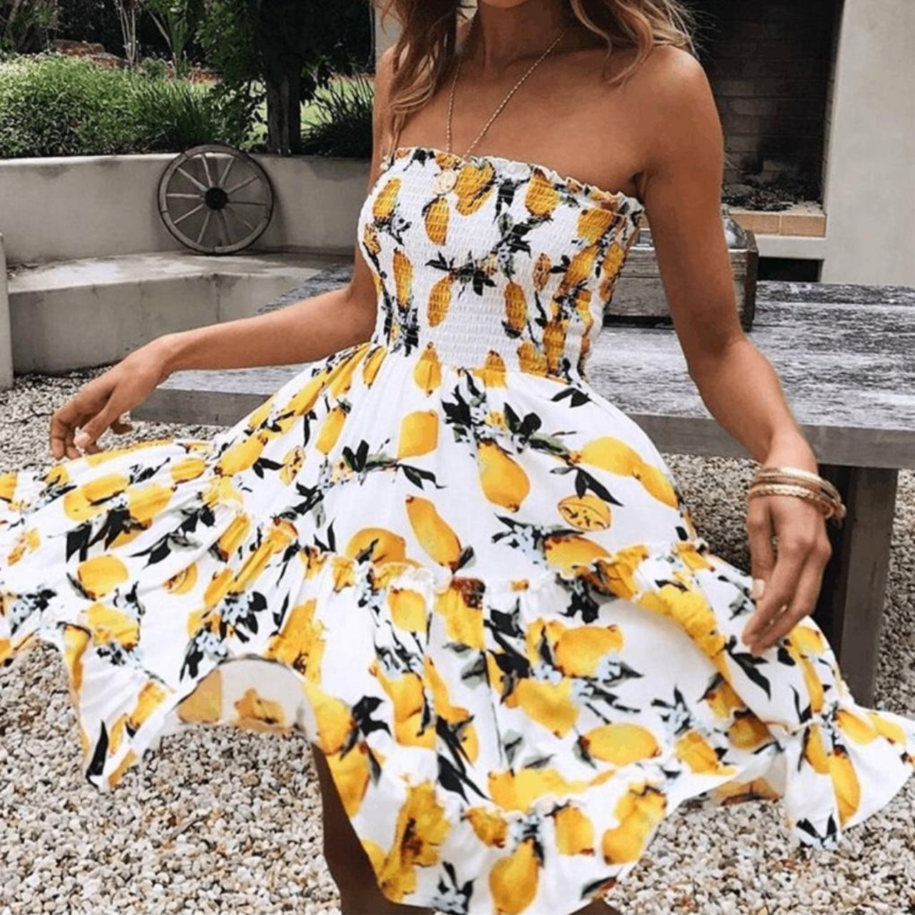 Lemon bandeau outlet dress