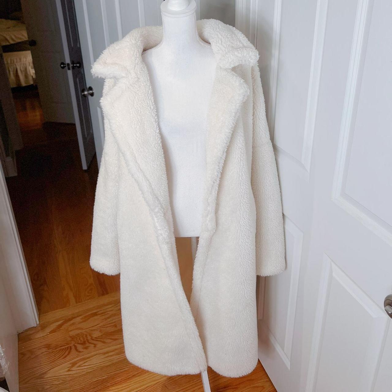 Missguided white teddy coat best sale