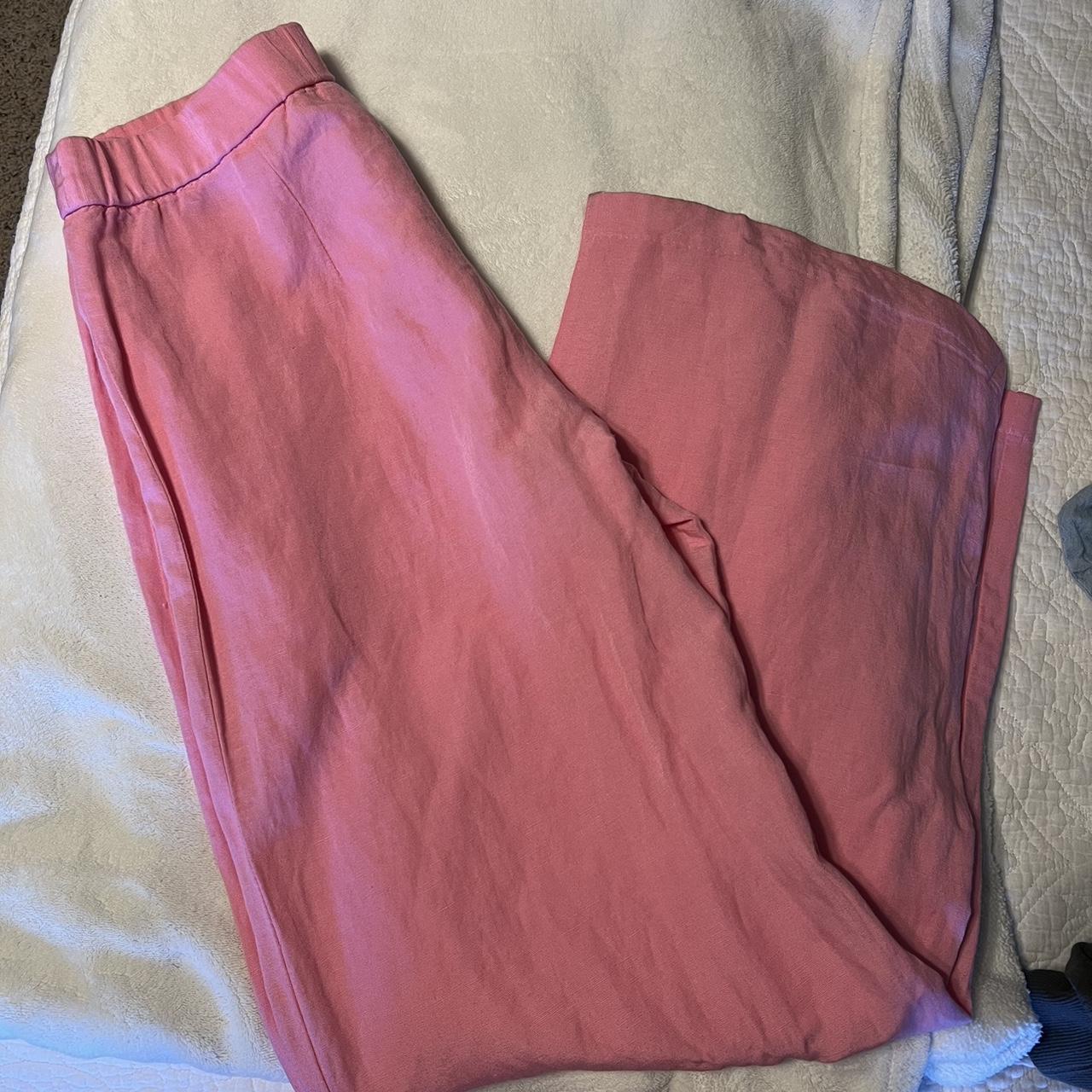 H&M pink wide legged pants - Depop